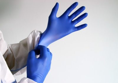 doctor with glove hands