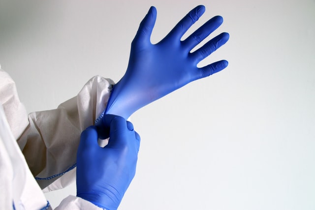 doctor with glove hands